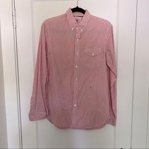 J. Press red seersucker button down